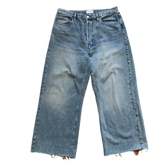 Frame Le Low Baggy Wide Leg Jeans Womens 32 Blue Relaxed Fit Button Fly Y2K Boho - Picture 3 of 14